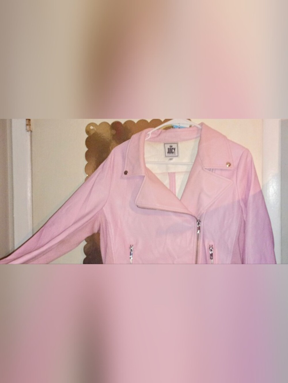 Juicy Couture Pastel Pink Leather Jacket - Picture 2 of 4